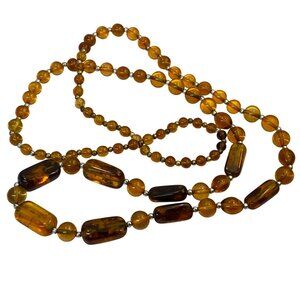 Vintage Baltic Amber Graduated Beaded Necklace Long 36 inches